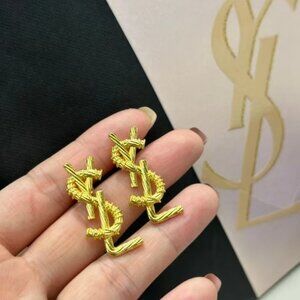 Yves Saint Laurent Gold Logo Earrings